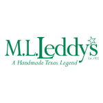 A green typeface logo for ML Leddy's, the apostrophe is a star.